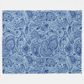 Navy Blue und Light Blue Floral Paisley Fleecedecke (Vorderseite (Horizontal))