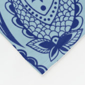Navy Blue und Light Blue Floral Paisley Fleecedecke (Ecke)