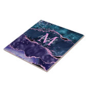 Navy Blue und Lila Glitzer Ocean Agate Fliese (Seite)