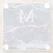 Navy Blue und Lila Glitzer Ocean Agate Glasuntersetzer (Rückseite)