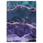 Navy Blue und Lila Glitzer Ocean Agate Klemmbrett (Rückseite)