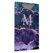 Navy Blue und Lila Glitzer Ocean Agate Klemmbrett (Rechts)