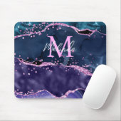 Navy Blue und Lila Glitzer Ocean Agate Mousepad (Mit Mouse)