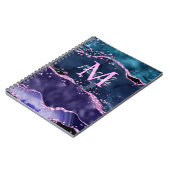 Navy Blue und Lila Glitzer Ocean Agate Notizblock (Linke Seite)