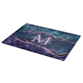 Navy Blue und Lila Glitzer Ocean Agate Schneidebrett (Ecke)