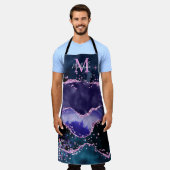 Navy Blue und Lila Glitzer Ocean Agate Schürze (Getragen)