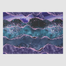 Navy Blue und Lila Glitzer Ocean Agate Seidenpapier