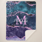Navy Blue und Lila Glitzer Ocean Agate Sherpadecke (Vorderseite)