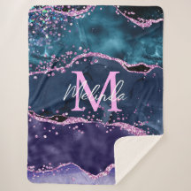 Navy Blue und Lila Glitzer Ocean Agate