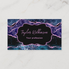Navy Blue und Lila Glitzer Ocean Agate Visitenkarte