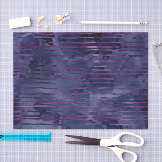 Navy Blue und Lila Striping Muster Seidenpapier (Handwerk)