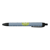 Navy Blue und Lime Green Chevrons Custom Monogram Kugelschreiber (Unterseite)