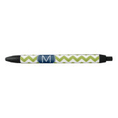 Navy Blue und Lime Green Chevrons Custom Monogram Kugelschreiber (Vorderseite)