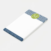 Navy Blue und Lime Green Chevrons Custom Monogram Post-it Klebezettel (angewinkelt)