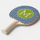 Navy Blue und Lime Green Chevrons Custom Monogram Tischtennis Schläger (Vorderseite)