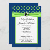 Navy Blue und Lime Green Polka Dots Wedding Einladung (Vorne/Hinten)