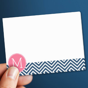 Navy Blue und Magenta Chevrons Custom Monogram Post-it Klebezettel