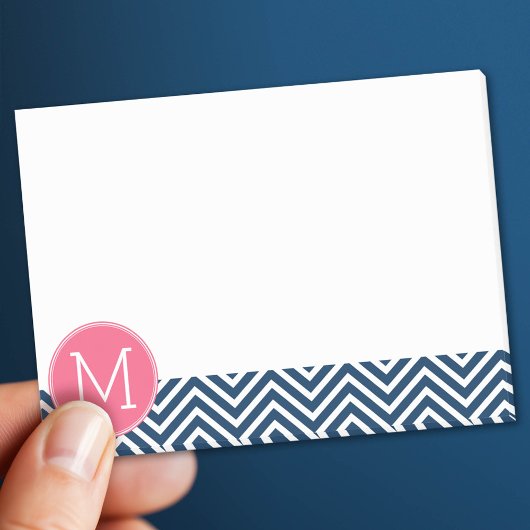 Navy Blue und Magenta Chevrons Custom Monogram Post-it Klebezettel