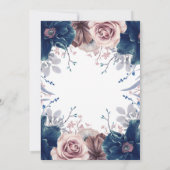 Navy Blue und Mauve Floral Brautparty Einladung (Rückseite)