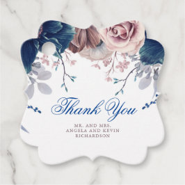 Navy Blue und Mauve Floral Vielen Dank Geschenkanhänger