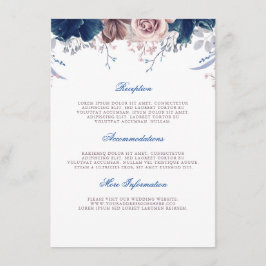 Navy Blue und Mauve Wedding Information Guest Begleitkarte