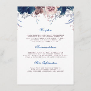 Navy Blue und Mauve Wedding Information Guest Begleitkarte