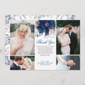 Navy Blue und Mauve Wedding Vielen Dank Foto Einladung (Vorne/Hinten)