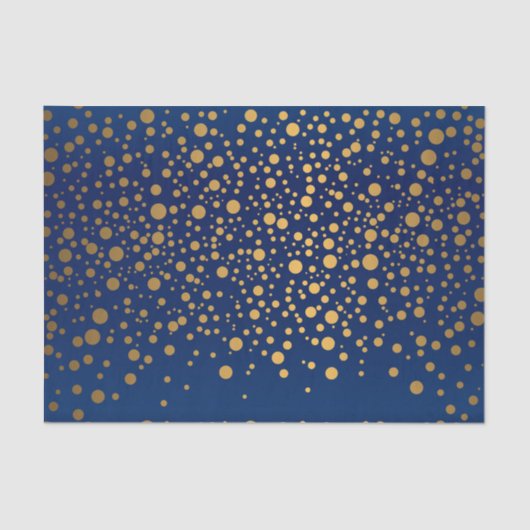 Navy Blue und Metallic Gold Confetti Seidenpapier (Vorderseite)