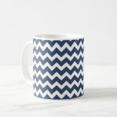Navy Blue und Minze Green Zickzack Custom Monogram Kaffeetasse (Vorderseite Links)