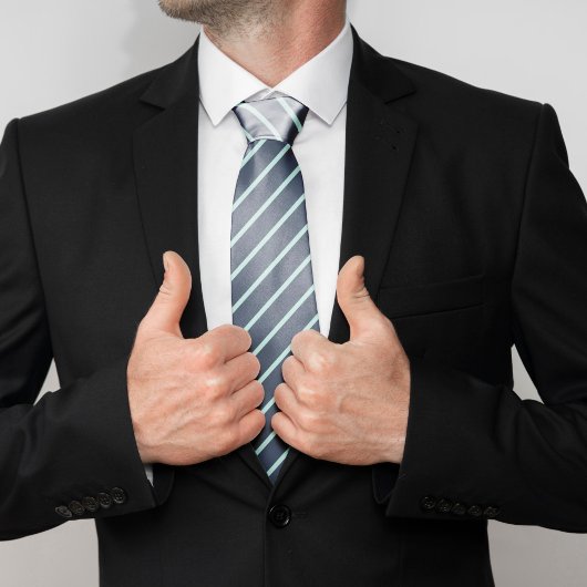 Navy Blue und Minze Streifen Krawatte