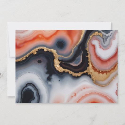 Navy Blue und Orange Agate Save the Date Einladung (Rückseite)