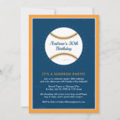Navy Blue und Orange Baseball 30. Geburtstag Party Einladung (Vorderseite)