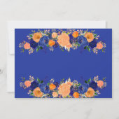 Navy Blue und Orange Floral Save the Date Einladung (Rückseite)