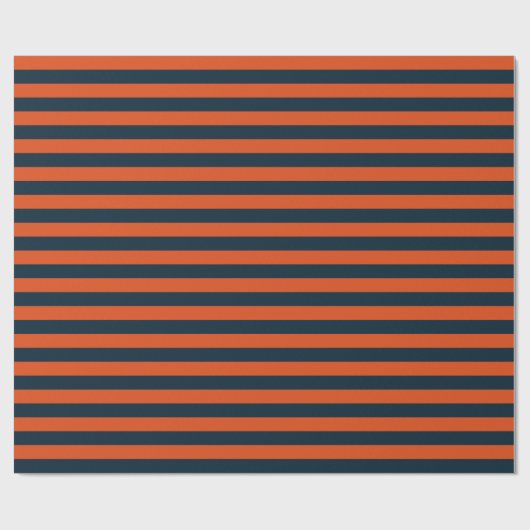 Navy Blue und Orange Horizontal Stripe Geschenkpapier (Flach)
