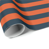 Navy Blue und Orange Horizontal Stripe Geschenkpapier (Rolleneckpunkt)