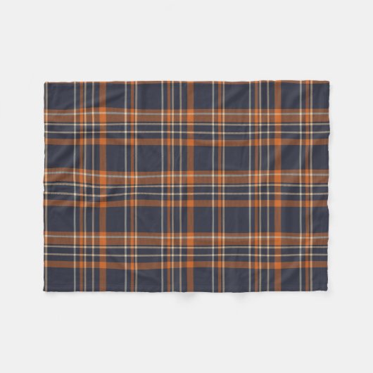 Navy Blue und Orange Kariert Fleece Blanket (Vorderseite (Horizontal))