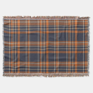 Navy Blue und Orange Kariert Throw Blanket Decke