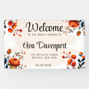 Navy Blue und Orange Peony Brautparty Banner