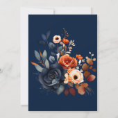 Navy Blue und Orange Peony Brautparty Einladung (Rückseite)