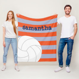 Navy Blue und Orange Riesenvolleyball gestreift Fleecedecke