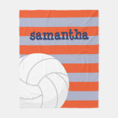Navy Blue und Orange Riesenvolleyball gestreift Fleecedecke (Vorderseite)