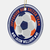Navy Blue und Orange Soccer ⚽ Keramik Ornament (Links)