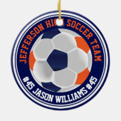 Navy Blue und Orange Soccer ⚽ Keramik Ornament (Hinten)