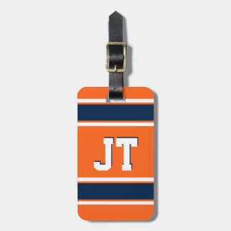 Navy Blue und Orange Sports Stripes Personalisiert Gepäckanhänger