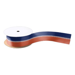 Navy Blue und Orange Streifen Satinband