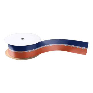 Navy Blue und Orange Streifen Satinband