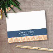 Navy Blue und Orange Zickzack Pattern Brautparty Post-it Klebezettel