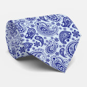 Navy Blue und Pastellblau Vintag Paisley Muster Krawatte (Gerollt)