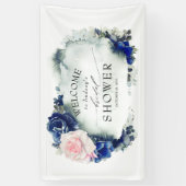 Navy Blue und Pink Floral Brautparty Banner (Vertikal)