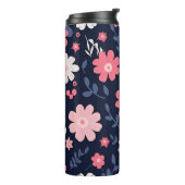 Navy Blue und Pink Floral Paisley Thermosbecher (Nach links gedreht)